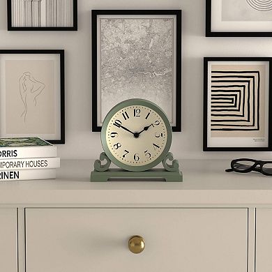 Small Scroll Mantel Clock Arabic Dial Quartz Desk Table Clocks Bedside Shelf 16x18x6cm