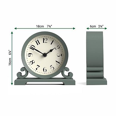 Small Scroll Mantel Clock Arabic Dial Quartz Desk Table Clocks Bedside Shelf 16x18x6cm
