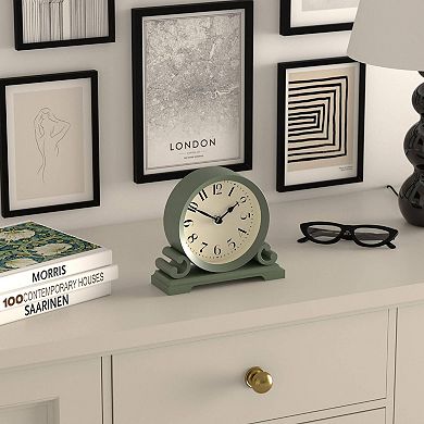 Small Scroll Mantel Clock Arabic Dial Quartz Desk Table Clocks Bedside Shelf 16x18x6cm