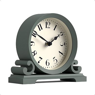 Small Scroll Mantel Clock Arabic Dial Quartz Desk Table Clocks Bedside Shelf 16x18x6cm