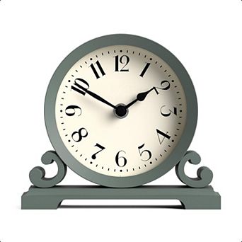 Small Scroll Mantel Clock Arabic Dial Quartz Desk Table Clocks Bedside Shelf 16x18x6cm