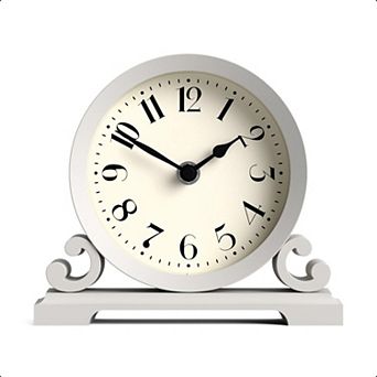 Small Scroll Mantel Clock Arabic Dial Quartz Desk Table Clocks Bedside Shelf 16x18x6cm