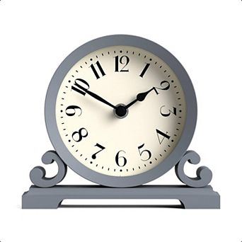 Small Scroll Mantel Clock Arabic Dial Quartz Desk Table Clocks Bedside Shelf 16x18x6cm