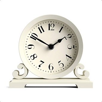 Small Scroll Mantel Clock Arabic Dial Quartz Desk Table Clocks Bedside Shelf 16x18x6cm