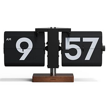 Classic Modern Wood Big Flip Desk Clock Retro Vintage Analog Auto Large Number Home Office