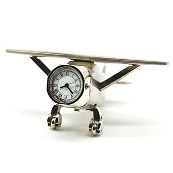 Aeroplane Miniature Table Clock Paper Weight - Stylish Analog Desk Clock with Roman Numerals