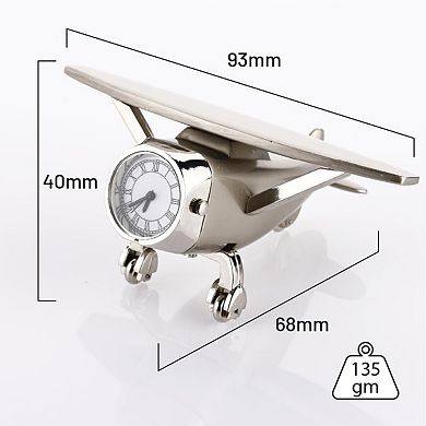 Aeroplane Miniature Table Clock Paper Weight - Stylish Analog Desk Clock with Roman Numerals