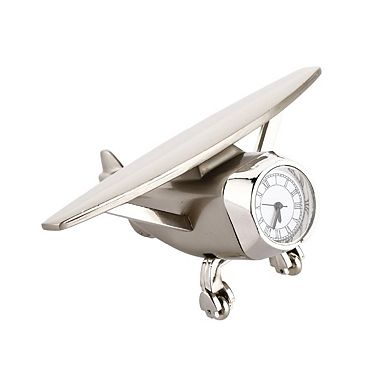 Aeroplane Miniature Table Clock Paper Weight - Stylish Analog Desk Clock with Roman Numerals