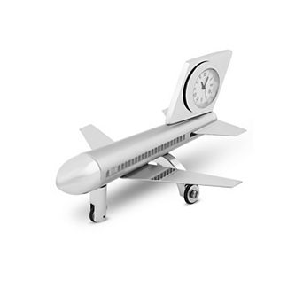 Aeroplane Miniature Table Clock Analog Desk Paperweight Silent Sweep Aviation Decor Home Office Gift