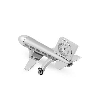 Aeroplane Miniature Table Clock Analog Desk Paperweight Silent Sweep Aviation Decor Home Office Gift