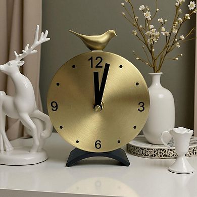Brass Silent Desk Clock Non-Ticking Vintage Table Clock Home Office Decor Gift