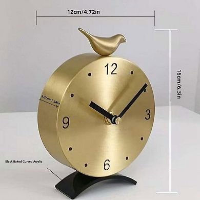 Brass Silent Desk Clock Non-Ticking Vintage Table Clock Home Office Decor Gift