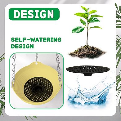 8 Pack 8 Inch Self Watering Hanging Planters Colorful Plastic Basket with Drainer Metal Chain
