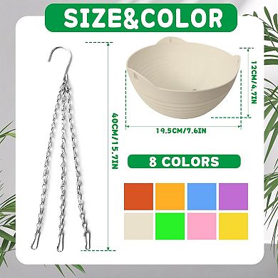 8 Pack 8 Inch Self Watering Hanging Planters Colorful Plastic Basket with Drainer Metal Chain
