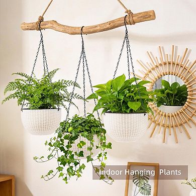 4 Sets 8.2 Inch Self Watering Hanging Planter Pots Indoor Outdoor with Chains Spray Bottles Tools