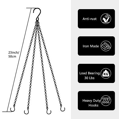 3 Pack 23 Inch Hanging Basket Chains with Hooks for Planters Bird Feeders Lanterns
