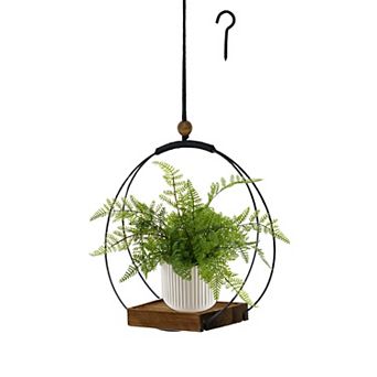 Hanging Planter Indoor Plants Black Plant Hanger Wood Base Modern Boho Macrame 3-5.5 Inch Pot Wall