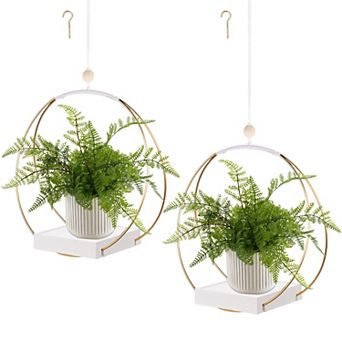 Hanging Planter Indoor Plants Black Plant Hanger Wood Base Modern Boho Macrame 3-5.5 Inch Pot Wall