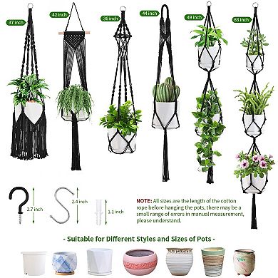 Macrame Plant Hangers 6 Pack Hanging Planters Indoor Cotton Rope Handmade Flower Pot Holder Boho