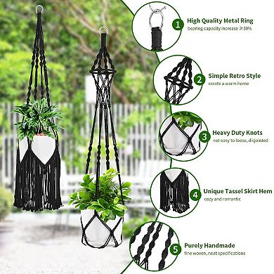 Macrame Plant Hangers 6 Pack Hanging Planters Indoor Cotton Rope Handmade Flower Pot Holder Boho