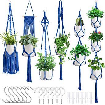 Macrame Plant Hangers 6 Pack Hanging Planters Indoor Cotton Rope Handmade Flower Pot Holder Boho