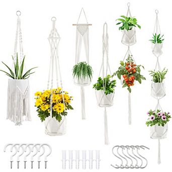 Macrame Plant Hangers 6 Pack Hanging Planters Indoor Cotton Rope Handmade Flower Pot Holder Boho