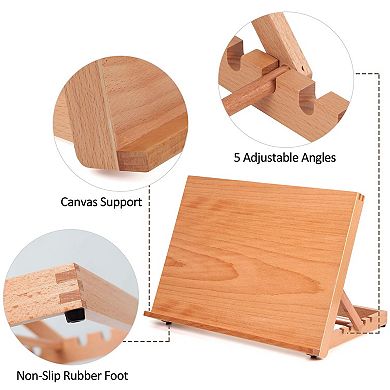 5-Position Wood Drafting Table Easel Drawing Sketching Board 16.5" x 12.1" Adjustable Angle
