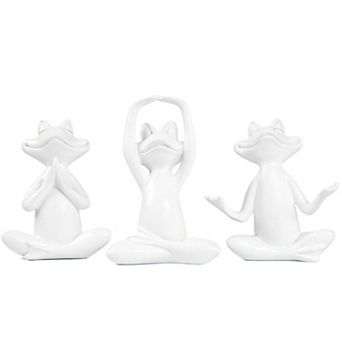 Frog Figurines Yoga Decor Set of 3 - Zen Meditation Statues for Home Office Shelf