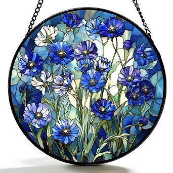 Stained Glass Forest Suncatcher 6.3" Window Hanging Home Garden Decor Gift