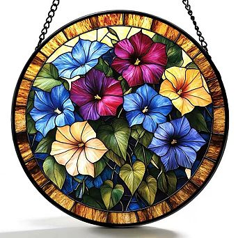 Stained Glass Forest Suncatcher 6.3" Window Hanging Home Garden Decor Gift