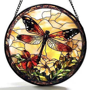 Stained Glass Forest Suncatcher 6.3" Window Hanging Home Garden Decor Gift