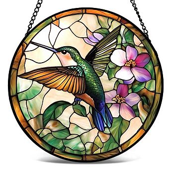 Stained Glass Forest Suncatcher 6.3" Window Hanging Home Garden Decor Gift