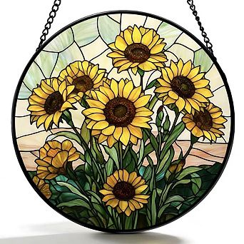 Stained Glass Forest Suncatcher 6.3" Window Hanging Home Garden Decor Gift