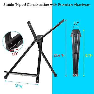 4-Pack Aluminum Tabletop Easels Foldable Portable Tripod Metal Stand for Painting Display Canvas