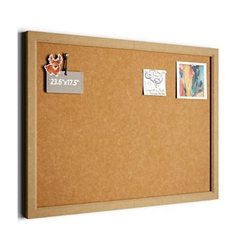 Foldable Felt Bulletin Board 24" x 18" Frame with Adhesive Tabs Push Pins for Wall Decor