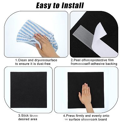 Large Cork Board 36"X24" 6 Pack Felt Bulletin Board With 30 Pushpins Self-Adhesive Wall Tiles Office