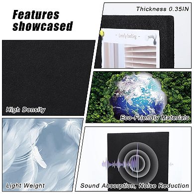 Large Cork Board 36"X24" 6 Pack Felt Bulletin Board With 30 Pushpins Self-Adhesive Wall Tiles Office