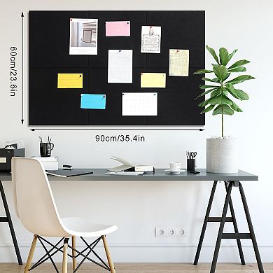 Large Cork Board 36"X24" 6 Pack Felt Bulletin Board With 30 Pushpins Self-Adhesive Wall Tiles Office