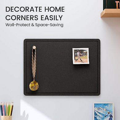 Foldable Felt Bulletin Board 23.6"x17.5" Cork Alternative with Adhesive Tabs for Home Office