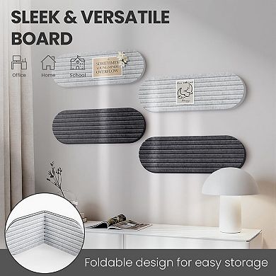 Bulletin Board Felt Bar Strips 24"x8" 4 Pack Foldable Cork Alternative with Pushpins for Wall School