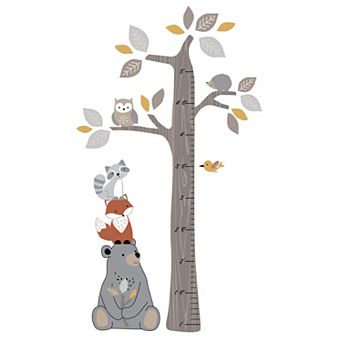 Woodland Forest Tree Animals Growth Chart Wall Decals Kids Room Decor 35"x62"