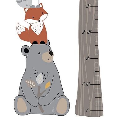 Woodland Forest Tree Animals Growth Chart Wall Decals Kids Room Decor 35"x62"