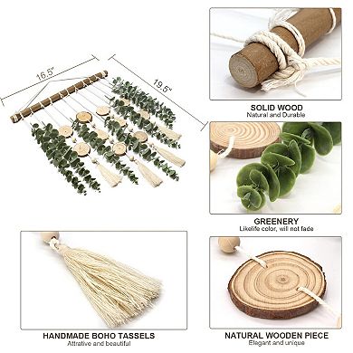 Artificial Eucalyptus Wall Decor Hanging Greenery Leaves on 16.5 Inch Wooden Stick Boho Rustic