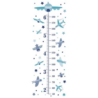 3 pc Airplane Star Height Growth Chart Wall Sticker Self-adhesive Kids Room Decor 38"x15"