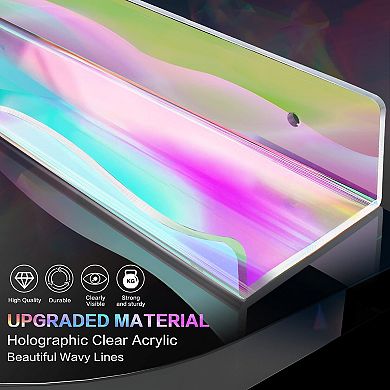 4 Packs Iridescent Floating Shelves 15.7 Inch Wall Mounted Clear Display Ledge for Books Pop Figures
