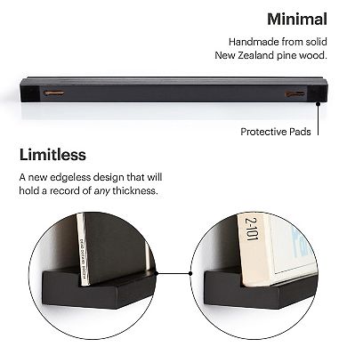 Vinyl Record Wall Mount - Solid Wood Display Ledge for All Record Sizes, Minimalist Design