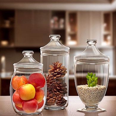 Adore Plastic Jars 3-Piece Set 52/46/46 Oz With Lids Bathroom Canisters Candy Buffet Wedding Display