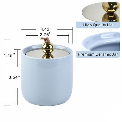 2 Pack Ceramic Qtip Holder Dispenser With Lids Bathroom Vanity Organizer Canister Cotton Swabs