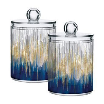 2 Pack Clear Plastic Jars with Lids 10oz Qtip Holder Bathroom Storage Containers for Cotton Swab Pad