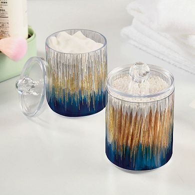 2 Pack Clear Plastic Jars with Lids 10oz Qtip Holder Bathroom Storage Containers for Cotton Swab Pad